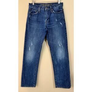 American Eagle Relaxed Straight Fit Blue Jeans Mens 29x32 Distressed 100% Cotton
